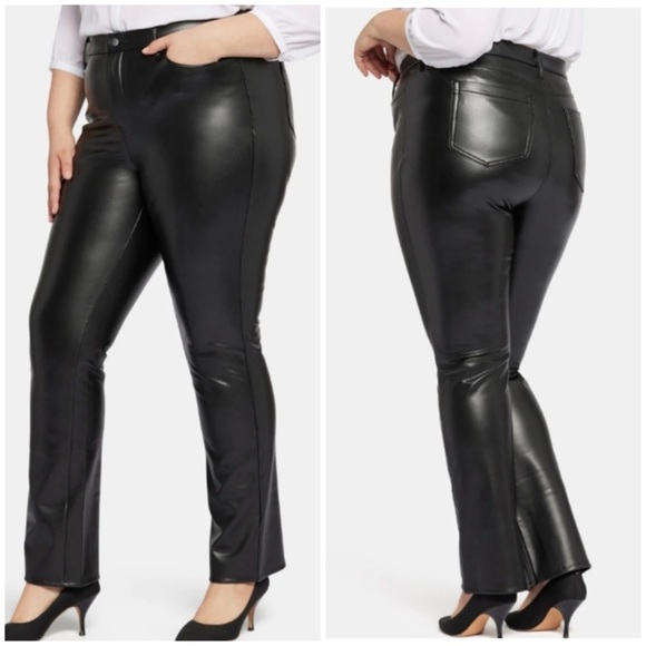 NYDJ Pants - NYDJ Black Faux Leather Marilyn Straight Leg Pants Sculp-Her 
Jeans 16